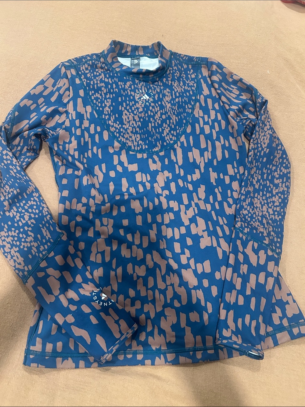 Adidas by Stella McCarthy Blue & Taupe Print Long-Sleeve Women's Top